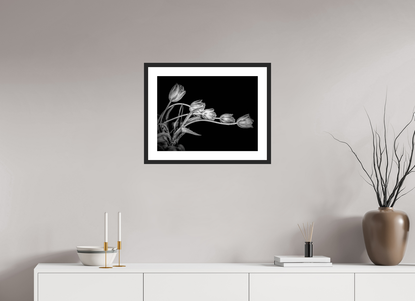 Dancing Tulips in Black and White