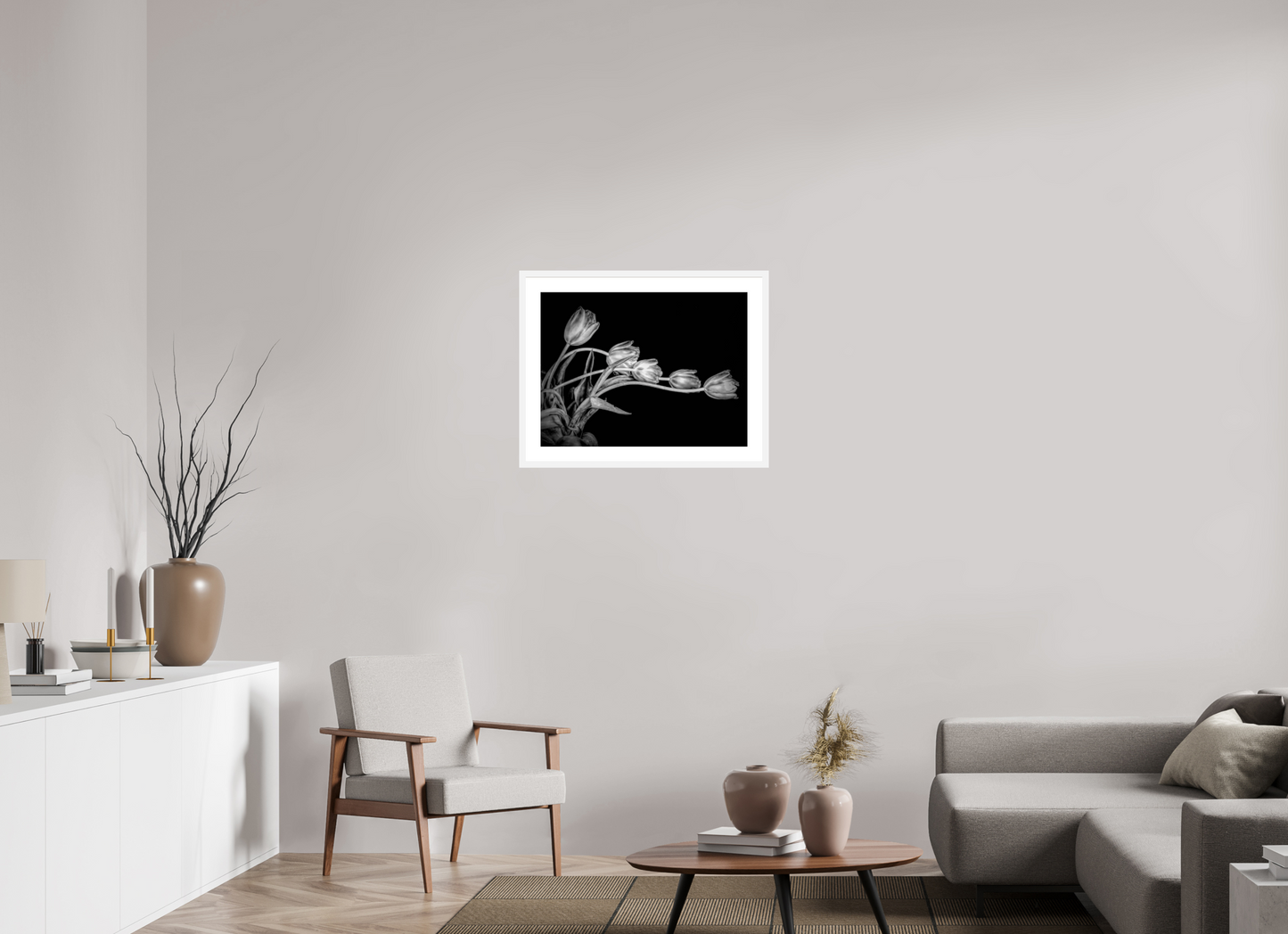 Dancing Tulips in Black and White
