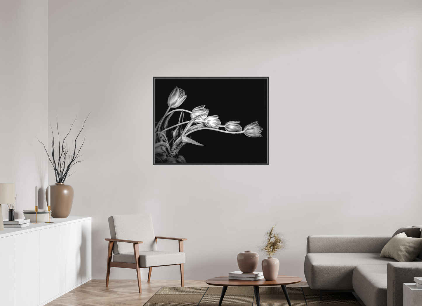 Dancing Tulips in Black and White
