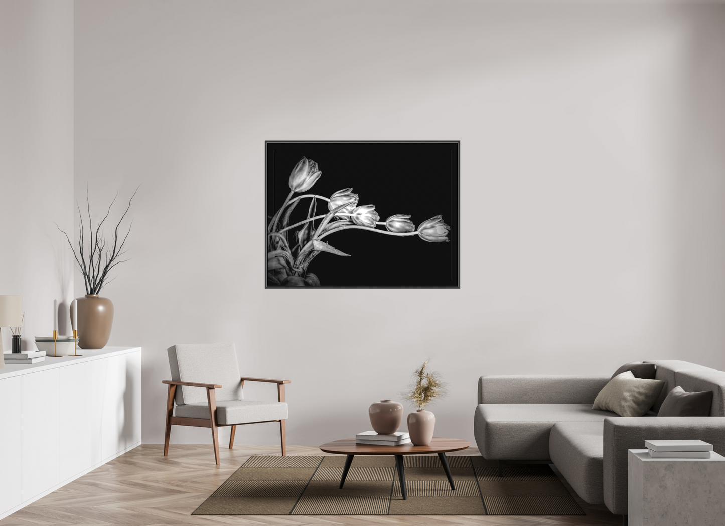 Dancing Tulips in Black and White
