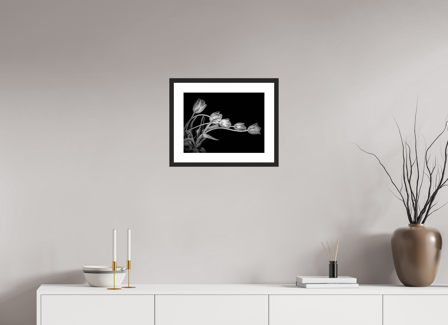 Dancing Tulips in Black and White