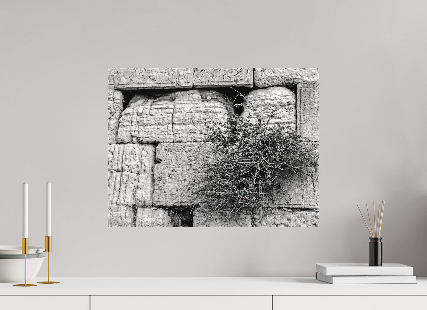 Jerusalem Western Wall (Black and White-Detail)