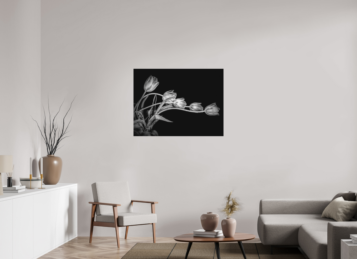 Dancing Tulips in Black and White