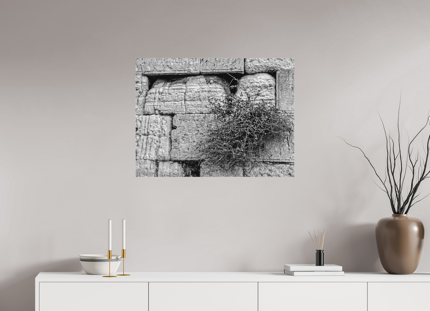 Jerusalem Western Wall (Black and White-Detail)