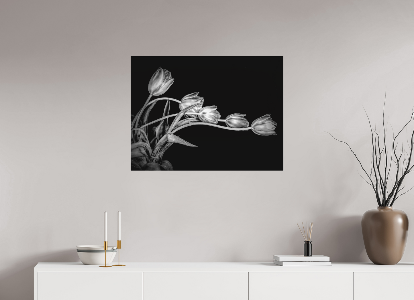 Dancing Tulips in Black and White
