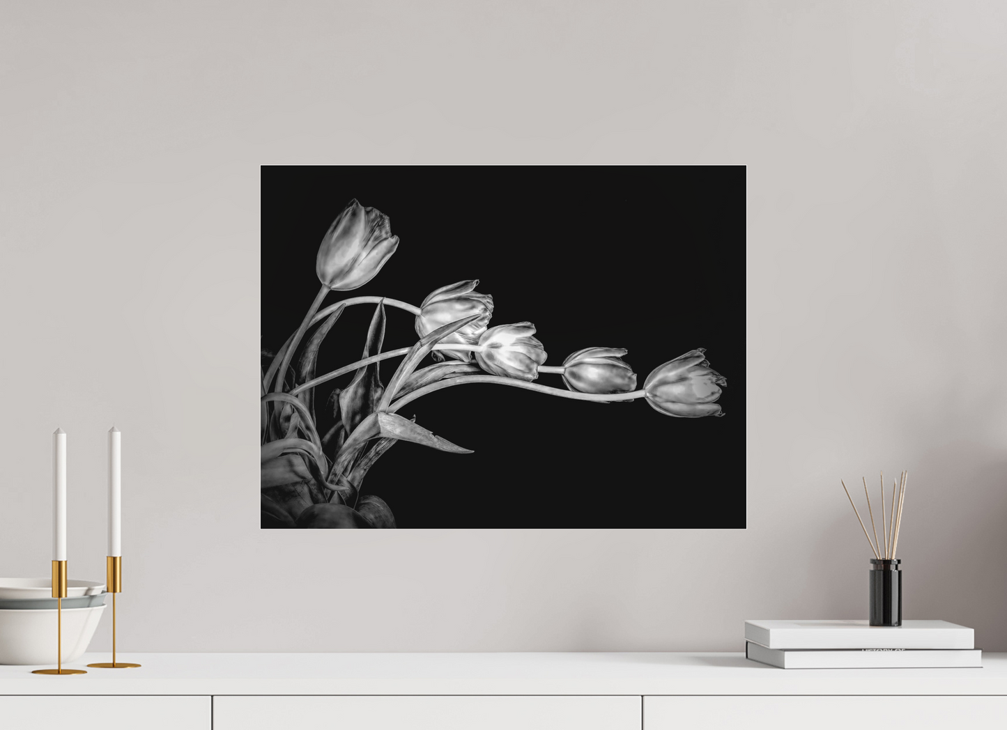 Dancing Tulips in Black and White