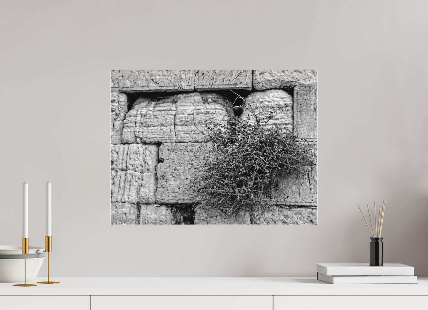 Jerusalem Western Wall (Black and White-Detail)