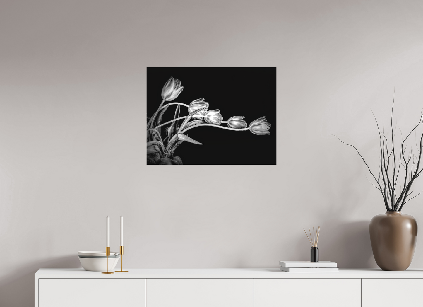 Dancing Tulips in Black and White