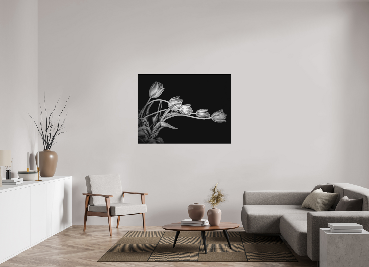 Dancing Tulips in Black and White