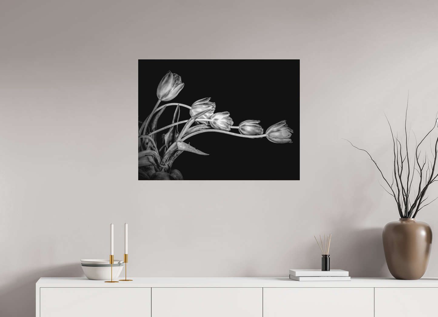 Dancing Tulips in Black and White