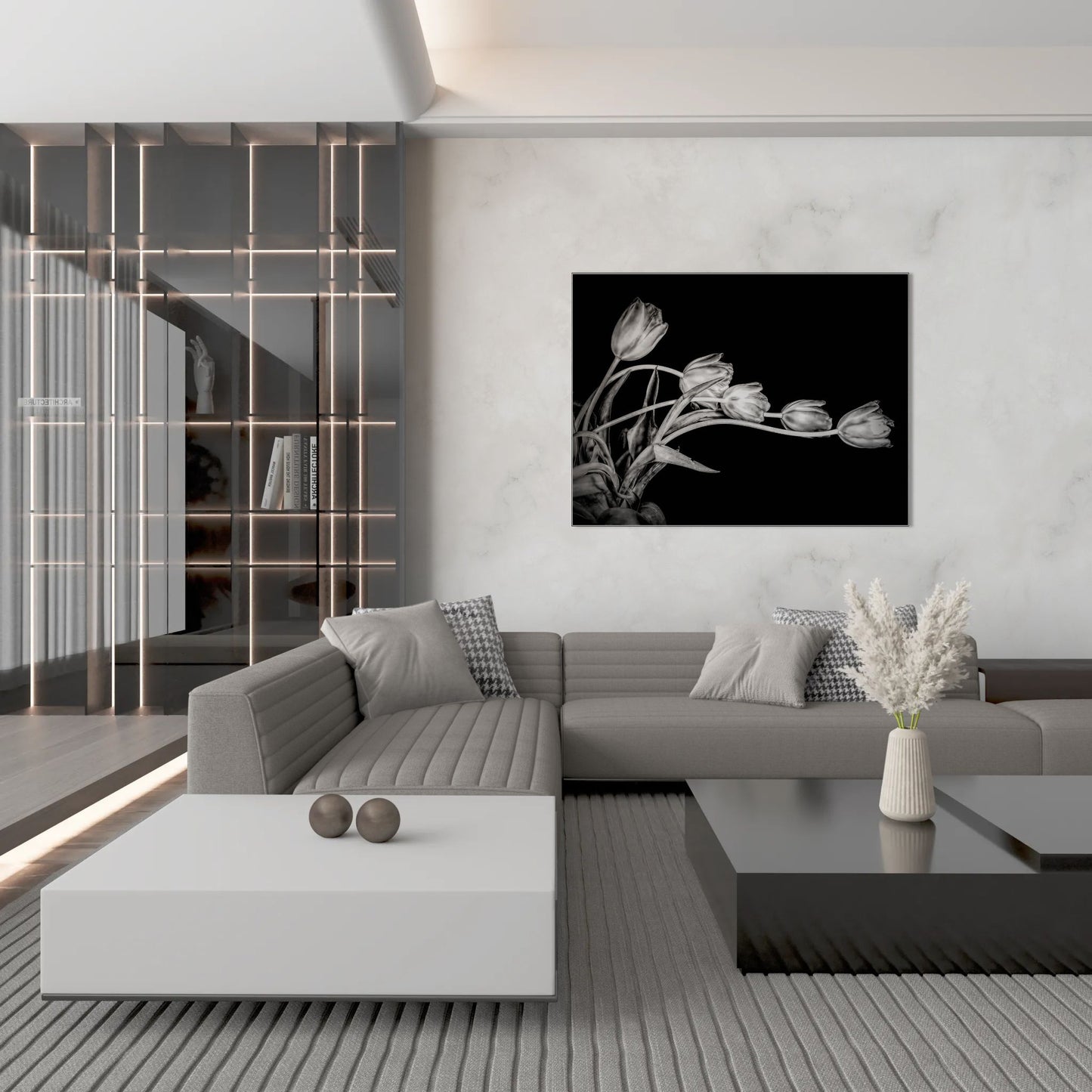 Dancing Tulips in Black and White