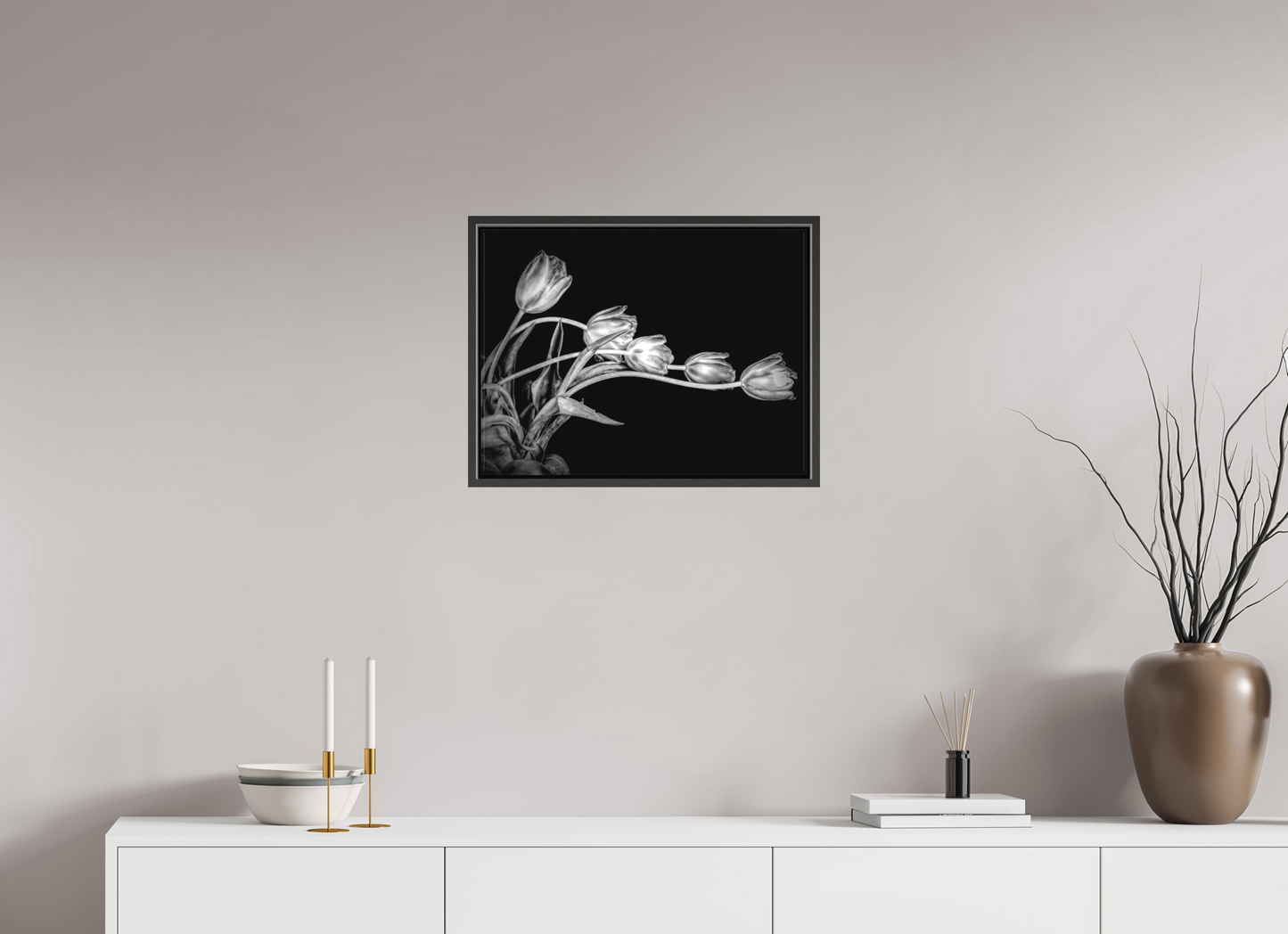 Dancing Tulips in Black and White