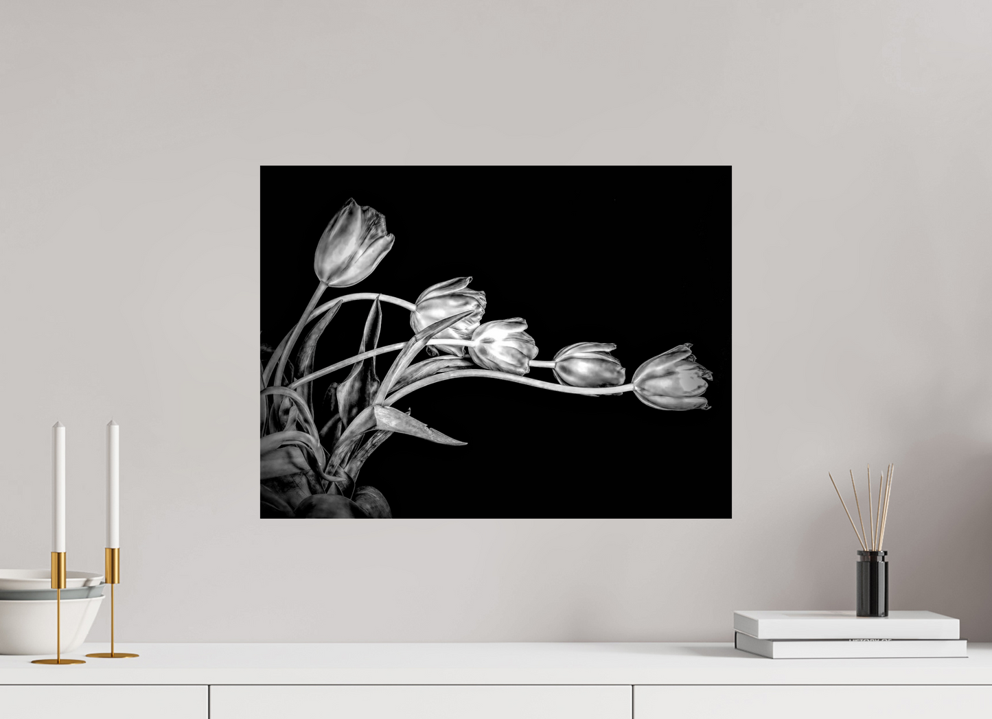 Dancing Tulips in Black and White