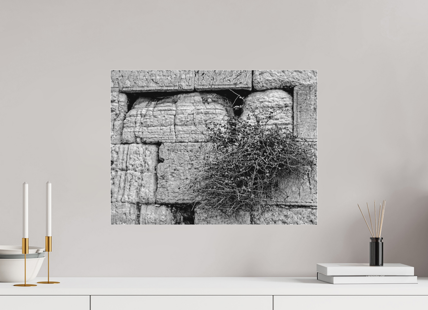 Jerusalem Western Wall (Black and White-Detail)