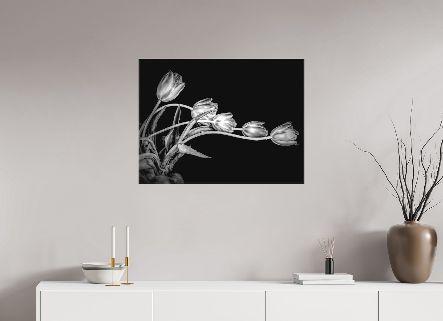 Dancing Tulips in Black and White