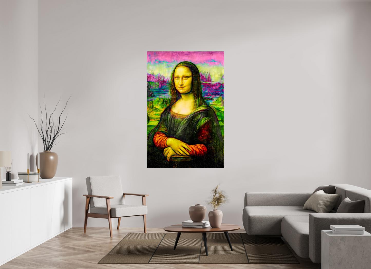 43 x 65.1″, Under Polished Acrylic Glass Lady Mona Lisa