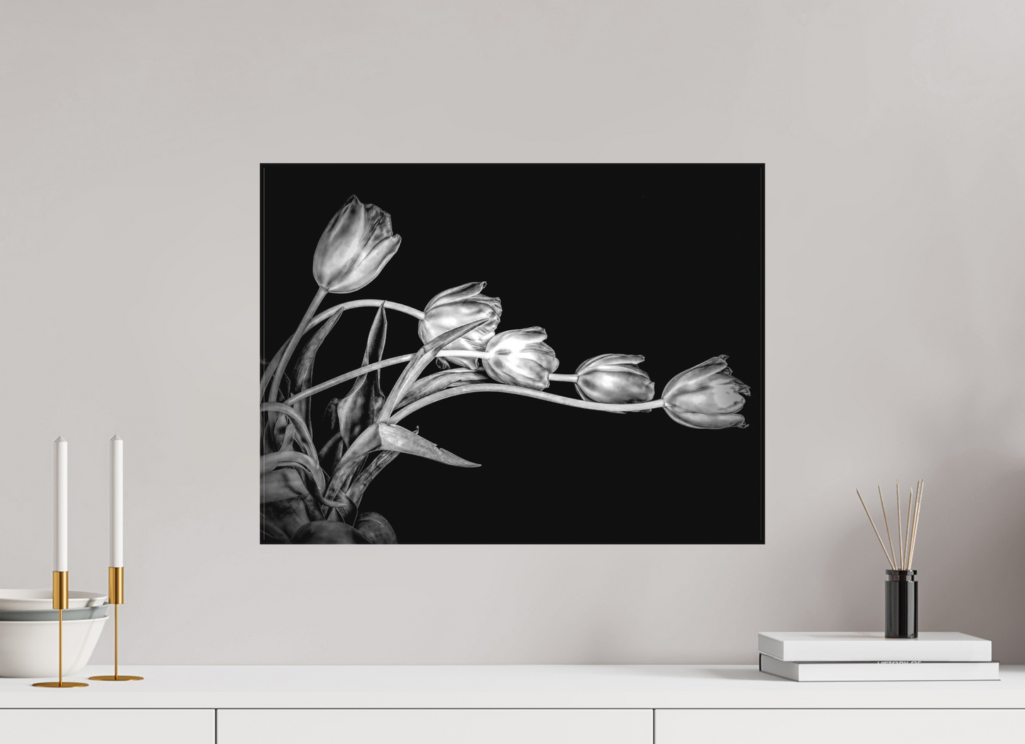 Dancing Tulips in Black and White