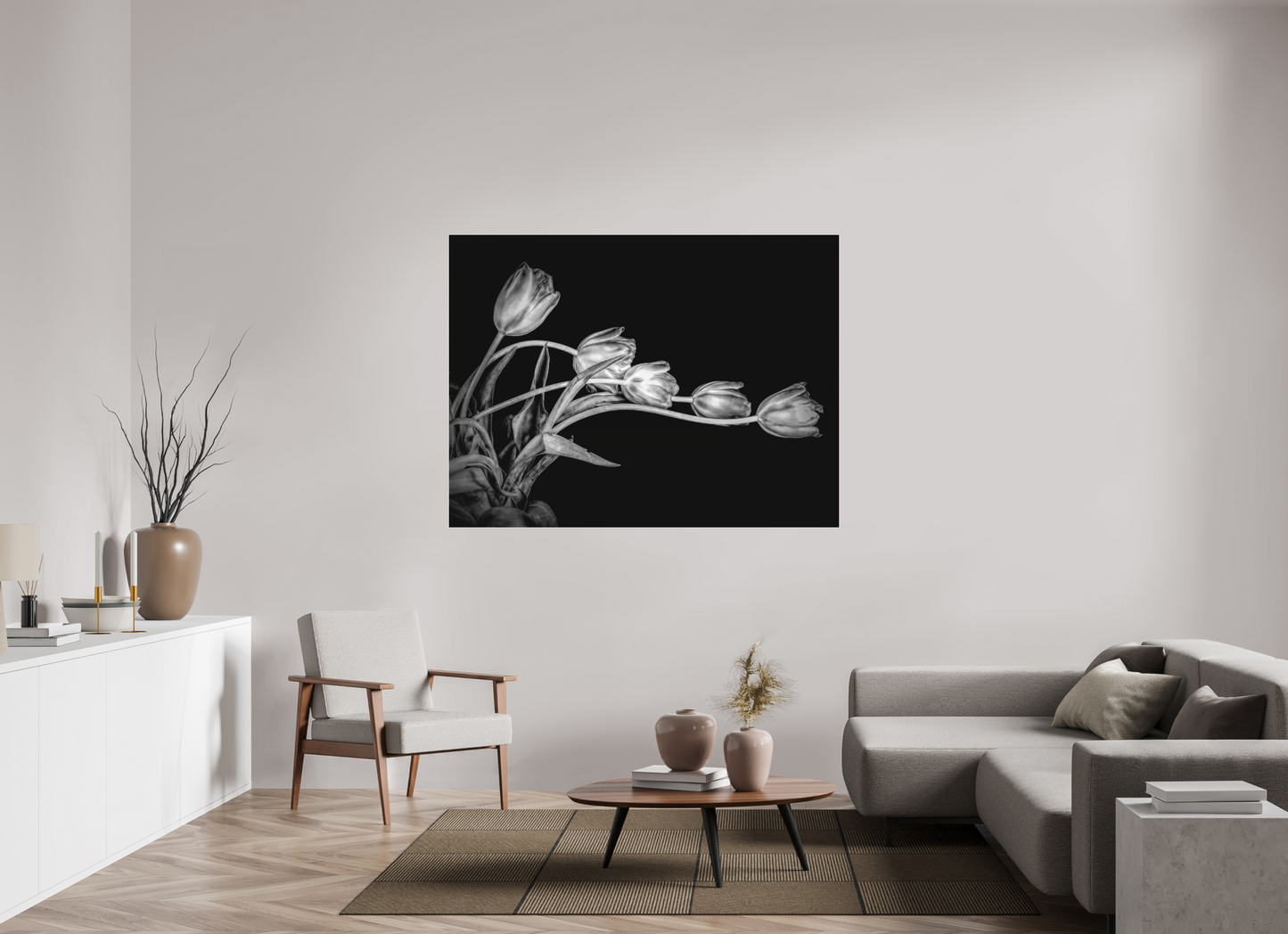 Dancing Tulips in Black and White