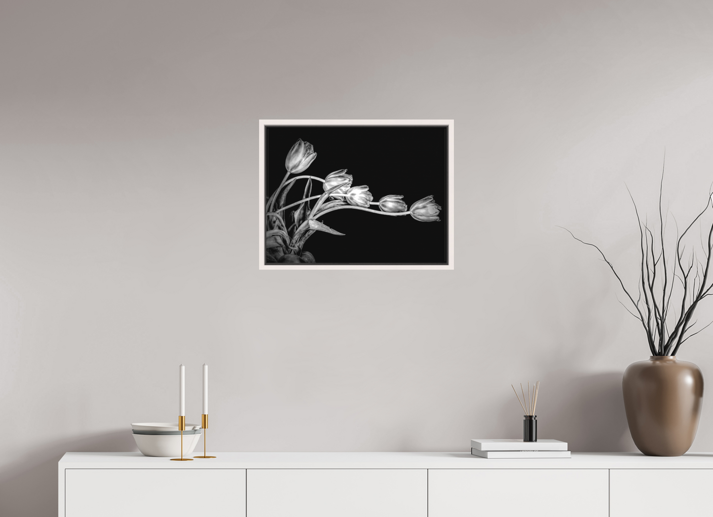 Dancing Tulips in Black and White