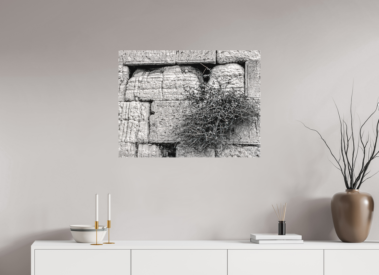 Jerusalem Western Wall (Black and White-Detail)